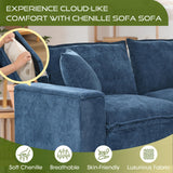 EYBCT 97" L Shaped Couch Corner Sofa, 5 Seater Oversized Cloud Couch with 2 Pillows Chenille Modular Sectional Sofa Armrests with Two Hidden Storage Space Sectional Couches for Living Room Dark Blue EYBCT