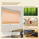 CHEFRU Cordless Bamboo Window Roman Shades, Almond, Indoor/Outdoor Privacy Cordless Wood Window Shades Blinds CHEFRU