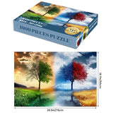 Adult Puzzle Classic Jigsaw Puzzle 1000 Pieces Wooden Puzzle DIY Seasons Landscape Tree Modern Home Decor Intellectual Game Wall Art Unique Gift 75x50cm najiaxiaowu