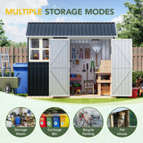 Breezz 6X8FT Outdoor Steel Storage Shed with Clear Window, Lockable Doors, Weather-Resistant Metal Tool Shed for Garden, Backyard, Patio, and Utility Storage.Nightblue BreezZ