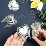 Framendino, 4 Pack Sublimation Blank Angel Wing Car Hanging Ornament Pendant Heart Photo Frame DIY Charms Framendino