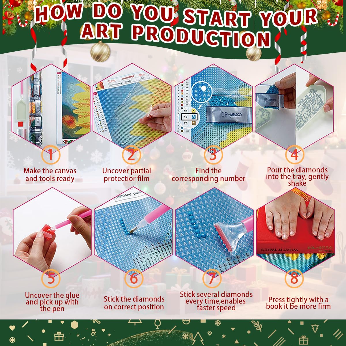 Ohhvvow Funny Christmas Diamond Art Painting Kit - Santa with Flying Toilet Paper Rolls, 5D Full Drill Round Diamonds & Tools, Holiday DIY Craft Gift for Women Men Ohhvvow