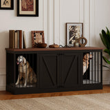 Dog Crate Furniture - Indoor Wooden Dog Kennel Furniture with Room Divider - 71"x23.6"x31.5"H, Black Faceket