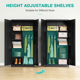 Metal Wardrobe Cabinet with Lock,72" Armoire Closet with Hanging Rod,Lockable Storage Locker,Black Storage Cabinet with Locking Doors,Garage Closet,Steel Wardrobe for Home,Bedroom,Office,Employee,Shop SISESOL