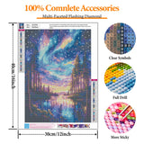 Offito Starry Sky Diamond Art Kits for Adults, 5D Aurora Lake Diamond Painting Kits for Beginners, Fantastic Landscapes DIY Full Drill Dots Gem Art Paint for Home Wall Decor 12 x 16 Inch Offito