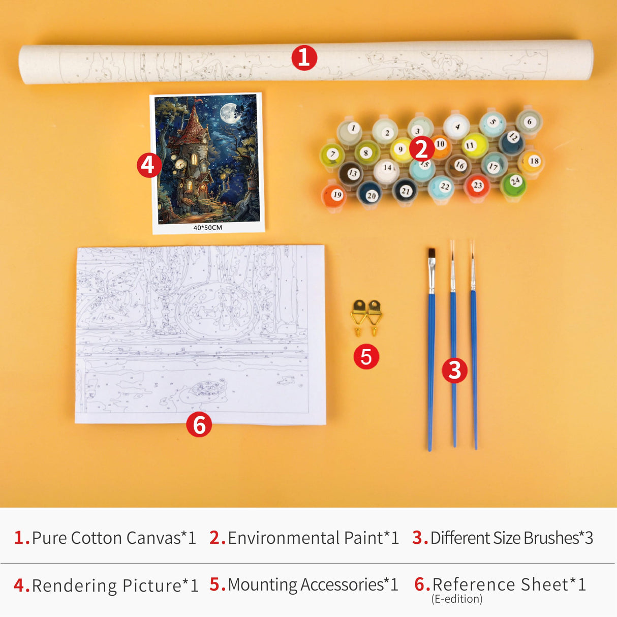 Adult Paint by Number Kits on Canvas, Cartoon Castle Paint by Numbers, Haunted Castle Painting by Numbers for Adults, DIY Easy Number Painting Canvas Arts for Adult, 16 X20 Inch TUMOVO