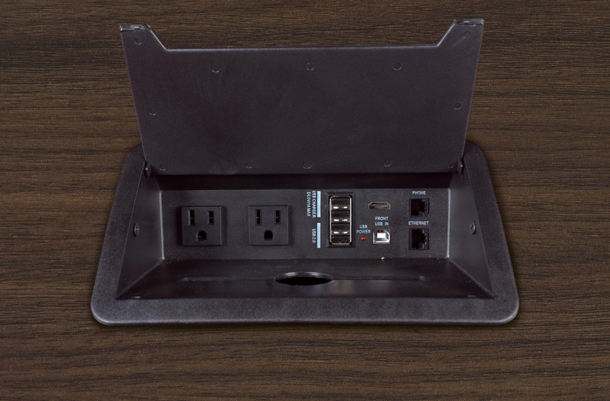 Romig Legacy 12 ft. Racetrack Laminate Conference Table with Charging Port- Neo Walnut Romig