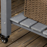 Outsunny Raised Garden Bed, 47" x 22" x 33", Elevated Wooden Planter Box w/Lockable Wheels, Storage Shelf, and Bed Liner for Backyard, Patio, Dark Gray Outsunny