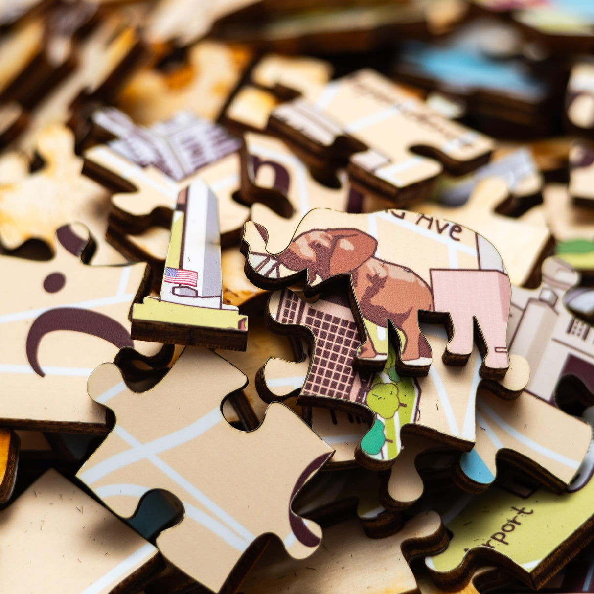 Terra Puzzles Washington DC Illustrated Map Wooden Jigsaw Puzzle - 152 Pieces | Educational Fun for Children & Adults Featuring Famous Landmarks Wood Puzzle Terra Puzzles