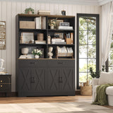 HOSTACK 69" Tall Book Shelf and Bookcase, Wooden Bookcase with Doors, Large Bookshelf with Drawers, Farmhouse Book Case with Storage Cabinet, Bookshelves with Display Shelves for Home Office, Black HOSTACK