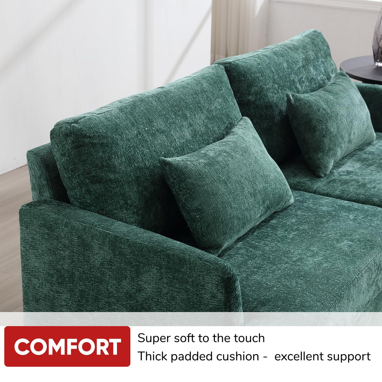 JOYBASE 2 Pieces Living Room Furniture Sets, Loveseat Couch and Accent Chair, Mid-Century Modern Sofa Set for Living Room, Apartment, Office, Bedroom (Emerald, Chenille) JOYBASE