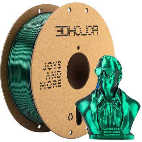 3DHoJor Silk PLA Filament 1.75mm Black Green Dual Color PLA 3D Printer Filament 2 in 1 Coextrusion 1KG Spool(2.2lbs) 3D Printing Filament Dimensional Accuracy +/- 0.03mm Fits for Most FDM 3D Printers 3DHoJor