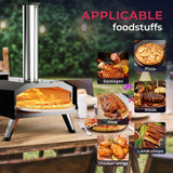Icyglee 12" Wood Pellet Outdoor Pizza Oven,Wood Fired Portable Pizza Maker with Rotatable Pizza Stone, Countertop Pizza Grill for Backyard and Outside, Black Icyglee