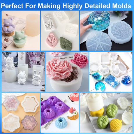 CHANGTIKEJI Silicone Mold Making Kit, 38.8oz 10A Elastic Liquid Silica Gel for Casting Resin molds and Candle & Soap Mold,Fast Cure Translucent Platinum Silicone Rubber CHANGTIKEJI
