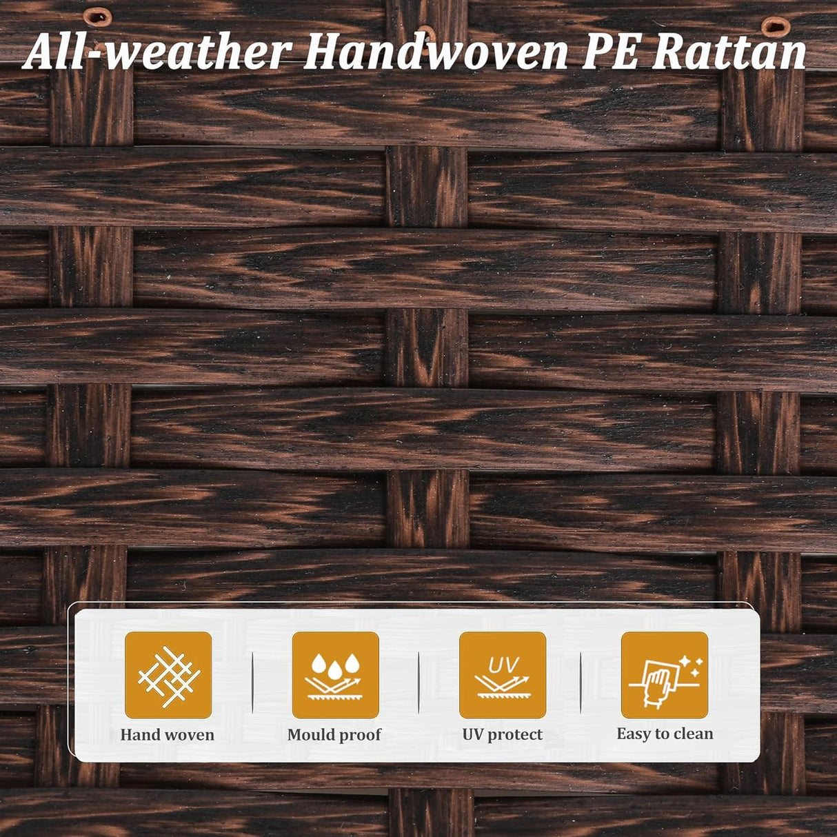 SUNVIVI OUTDOOR 7 Piece Patio Furniture Sets All Weather Gery PE Wicker Couch Sofa with Glass Table, Removable Beige Cushions, Brown Rattan SUNVIVI OUTDOOR