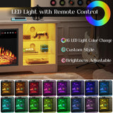 VITESSE 58 Inches Fireplace TV Stand for TVs up to 65 Inches Console with 18'' Electric Fireplace & Remote,Wooden Modern Entertainment Center for Living Room with LED Light Glass Shelves（Bei） VITESSE