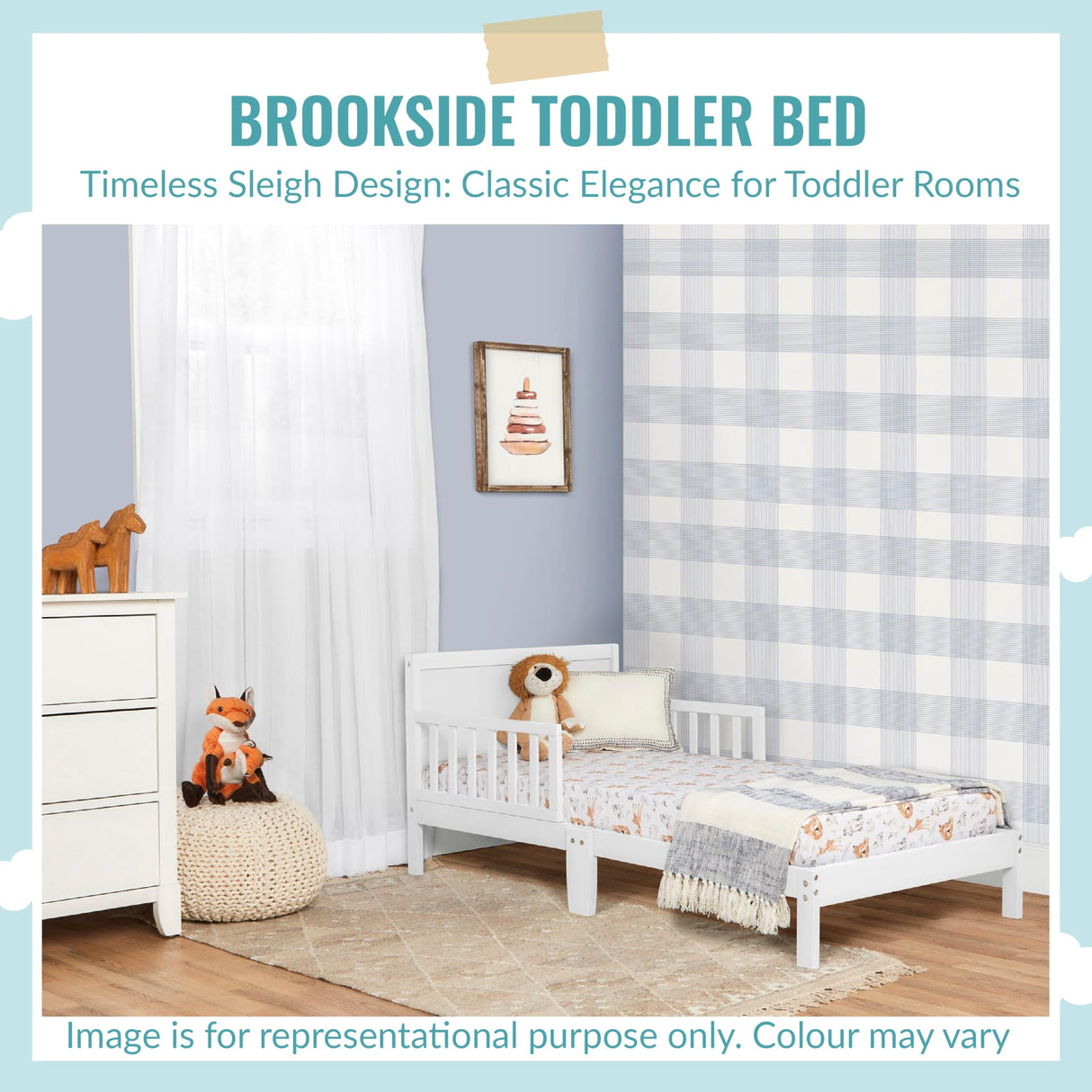 Dream On Me 648-VOAK Brookside Toddler Bed, 53x29x28 Inch (Pack of 1), Vintage White Oak Dream On Me