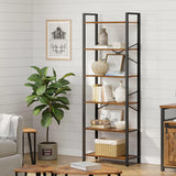 VASAGLE Industrial 6-Tier Tall Bookshelf with Steel Frame in Rustic Brown and Black VASAGLE
