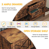 Maupvit Console Table with Storage，Farmhouse Sideboard Buffet Cabinet Kitchen Sideboard Cabinet with Storage Drawers and Bottom Shelf (Brown) Maupvit