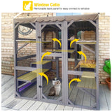 Aivituvin Cat House Outdoor Catio Kitty Enclosure with Super Large Enter Door,Wooden Cat Cage Condo Indoor Playpen with Platforms,Small House,70 Inch Aivituvin