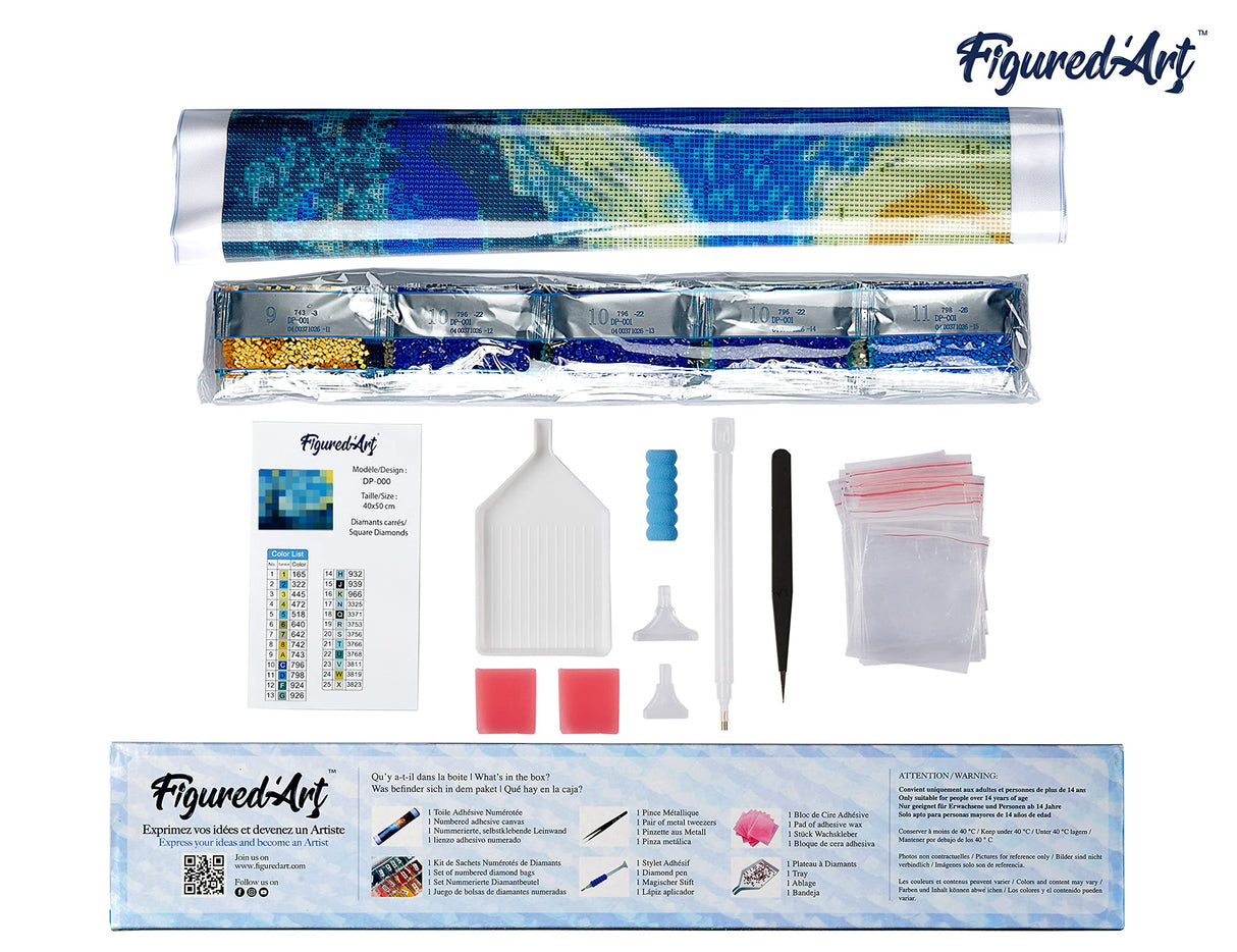 Figured’Art Diamond Painting Art kit for Adults 16"x20" Full Square Drill 5D at The Lake Complete DIY - Rolled Canvas Figured'Art