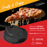 MisterChef Countertop Pizza Maker, 1450W Mini Pizza Oven, Pizza Maker Oven With 12″ Non-Stick Ceramic Plate, Indoor Electric Pizza Oven for Crepes, Pancakes - Black MisterChef