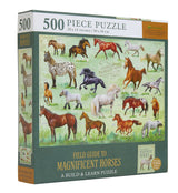 Horses Jigsaw Puzzle, 500 Pieces - Magnificent Horses, 20" x 14" - with 32 Page Pocket Field Guide - Great Gift for Horse Lovers Insight Editions