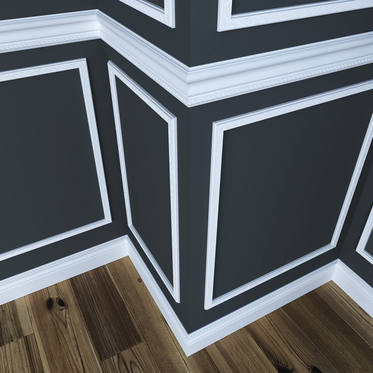 1425-4WHW Unfinished White Hardwood Vine Embossed Trim Moulding ORNAMENTAL