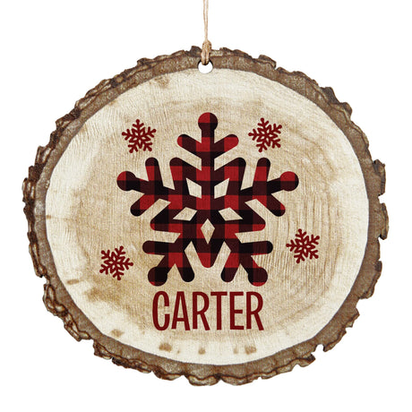 Let's Make Memories Personalized Christmas Ornament - Perfectly Plaid Rustic Wood Ornaments - Personalized with Name for Christmas, Tag - Snowflakes Let's Make Memories
