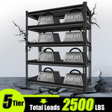 SDXYSTCE Garage Shelving Heavy Duty 2500LBS Loads, 48" W Adjustable Garage Storage Shelves, 5-Tier Metal Shelving Units and Storage, Industrial Utility Shelf, 48" Wx18 Dx78 H,Black SDXYSTCE