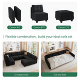 HONBAY Modular Sectional Sofa with Storage Ottomans Oversized U Shaped Couch with Chaises 8-Seater Sectional Sofa for Living Room, Black HONBAY