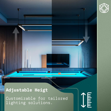 Solvita Pool Table Light –Premium LED Billiard Light, Flicker-Free, Adjustable Height & 360° Rotatable Design – Bright White 3000K (Rectangle 49.6 x 25 inch) Solvita