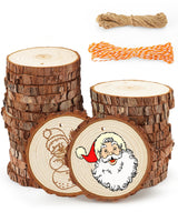 Unfinished Wood Slices with Holes for Crafts 3.5-4 inches Round Wood Circles with Bark Natural Wooden Slices Craft Wood Slices for Ornaments Bulk Blank Wood Circles Wooden Chips Round Wood Chips 26PCS dukclyn
