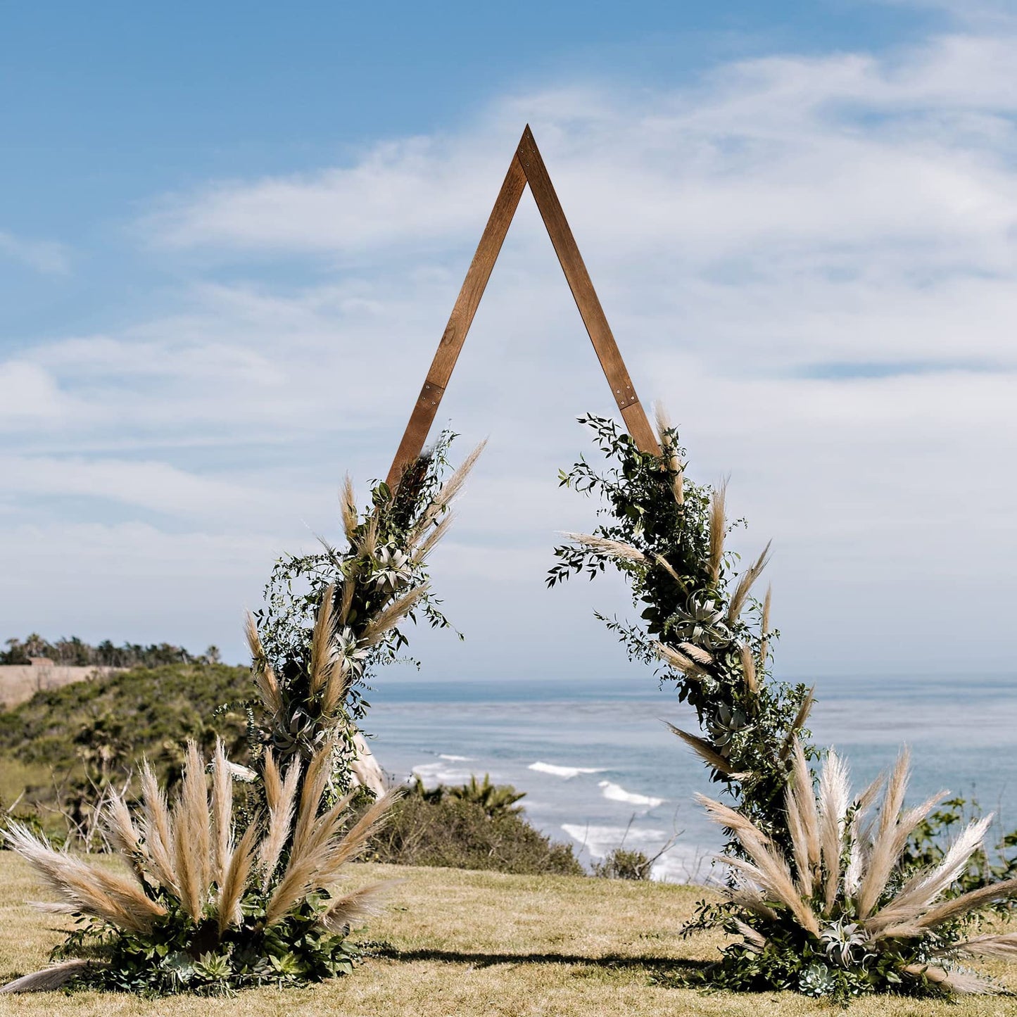 Wooden Wedding Arch 8.2FT, Triangle Wedding Arch, Wedding Arches for Ceremony, Natural Wood Wedding Backdrop Stand for Garden Wedding Parties, Wooden Arch Decor Rustic Wedding Arch Decoration - WoodArtSupply