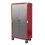 Seville Classics UltraHD Solid Steel Rolling Lockable Metal Storage Cabinet Locker Organizer w/Adjustable Shelves for Garage, Warehouse, Office, Classroom, 36" W x 18" D x 72" H, Red Seville Classics