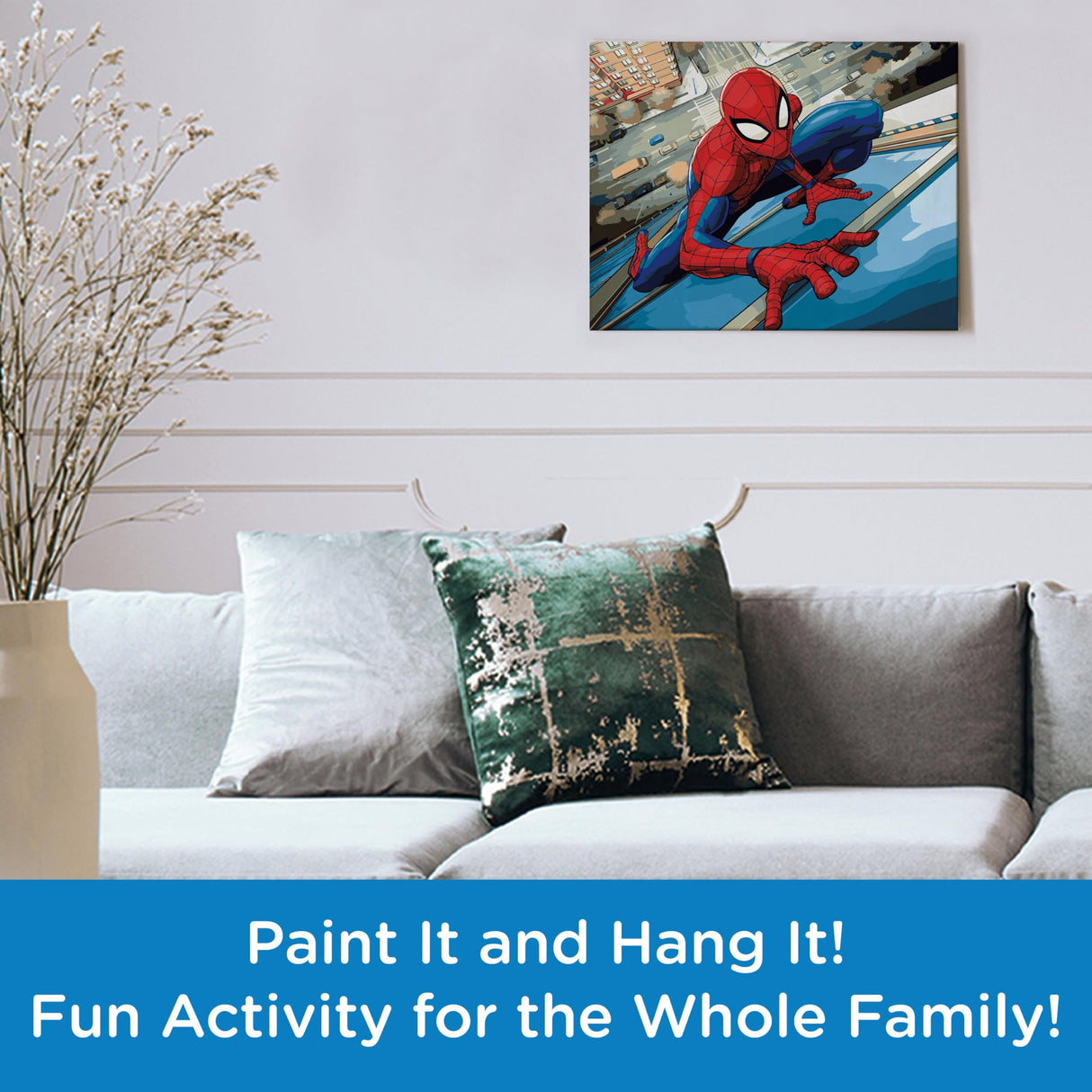 AQUARIUS Spider-Man Web Crawler Art by Numbers - 16 x 20 inches Spider-Man Themed Paint by Number for Adults & Kids - DIY Color by Number Paint Kit for Beginner - Officially Licensed AQUARIUS