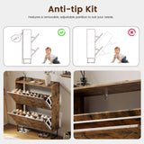 Dowinx Shoe Cabinet Storage with 2 Flip Drawers, Freestanding Shoe Organier Cabinet with Metal Legs, Farmhouse Narrow Shoe Stroage Cabinet Hidden for Entryway Hallway, Rustic Brown Dowinx