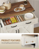 Hzuaneri Kitchen Storage Cabinet, Buffet Cabinet with Storage, Modern Farmhouse Sideboard Cabinets with Drawer, 31.5" Coffee Bar Cabinets with Doors & Adjustable Shelves, for Kitchen, White Brown Hzuaneri