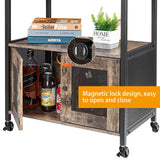 X-cosrack Coffee Bar Cabinet，3 Tiers Kitchen Coffee Cart with Drawer for The Home, Movable Farmhouse Coffee Station Table on Wheels for Living Room, Entryway, Dining Room, Kitchen X-cosrack