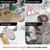 Tranquillo Wood Shower Bench, Shower Stool Wood – Sealed Wooden Seat with Storage Shelf, Non-Slip Foot Stool Foot Rest Durable Shower Chair for Inside Shower, Storage Bench for Home Use Tranquillo