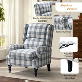 HULALA HOME Upholstered Wingback Recliner Chair, Small Adjustable Footrest Push Back Single Reclining Sofa, Mid Century Modern Lounge Armchair for Living Room, Bedroom, Reading/Plaid Black HULALA HOME