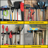 Suemoss Garage Tool Organizer Wall Mount, 48 Inches Garden Tool Organizer with Adjustable Hooks, Metal Garage Storage Rack Max Loading 440lbs, Tool Holder for Hanging Rake Broom Mop Snowboard Suemoss