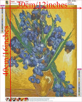 NIHO-JIUMA Diamond Painting Kits Van Gogh Irises, DIY 5D Full Drill Diamond Art Gift for Adult/Teen, Home Decoration (30x40cm/12x16inches) NIHO-JIUMA