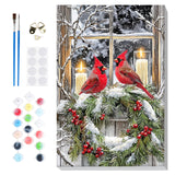 Bowetile Cardinal Paint by Numbers for Adults Beginners Framed, Adults' Paint-by-Number Christmas Kits, Adult Paint by Number Winter Kits on Canvas, Acrylic Number Painting for Home Decor, 8x12in Bowetile