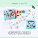 Stained Glass Window Art Kit – Butterflies! | DIY Suncatcher Craft with Activity Book & Color Guide | Creative Gift for Ages 8–12+ | Educational Craft for Kids & Adults (Butterfly) SunnyLifeStudios