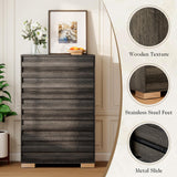 Albott Farmhouse 5 Drawers Dresser, Wood Rustic Chest of Drawers for Bedroom, Tall Dressers Organizer with Hidden Handles for Living Room, Hallway, Entryway, Rustic Grey Albott