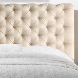 Rosevera Gideon Bed Frame/Fabric Upholstered Bed Frame with Adjustable Headboard/Chesterfield-Styled/Wood Slat Support/Easy Assembly,Queen,Beige Rosevera