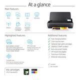 HP OfficeJet 250 All-in-One Portable Printer with Wireless & Mobile Printing, Works with Alexa (CZ992A) Black HP
