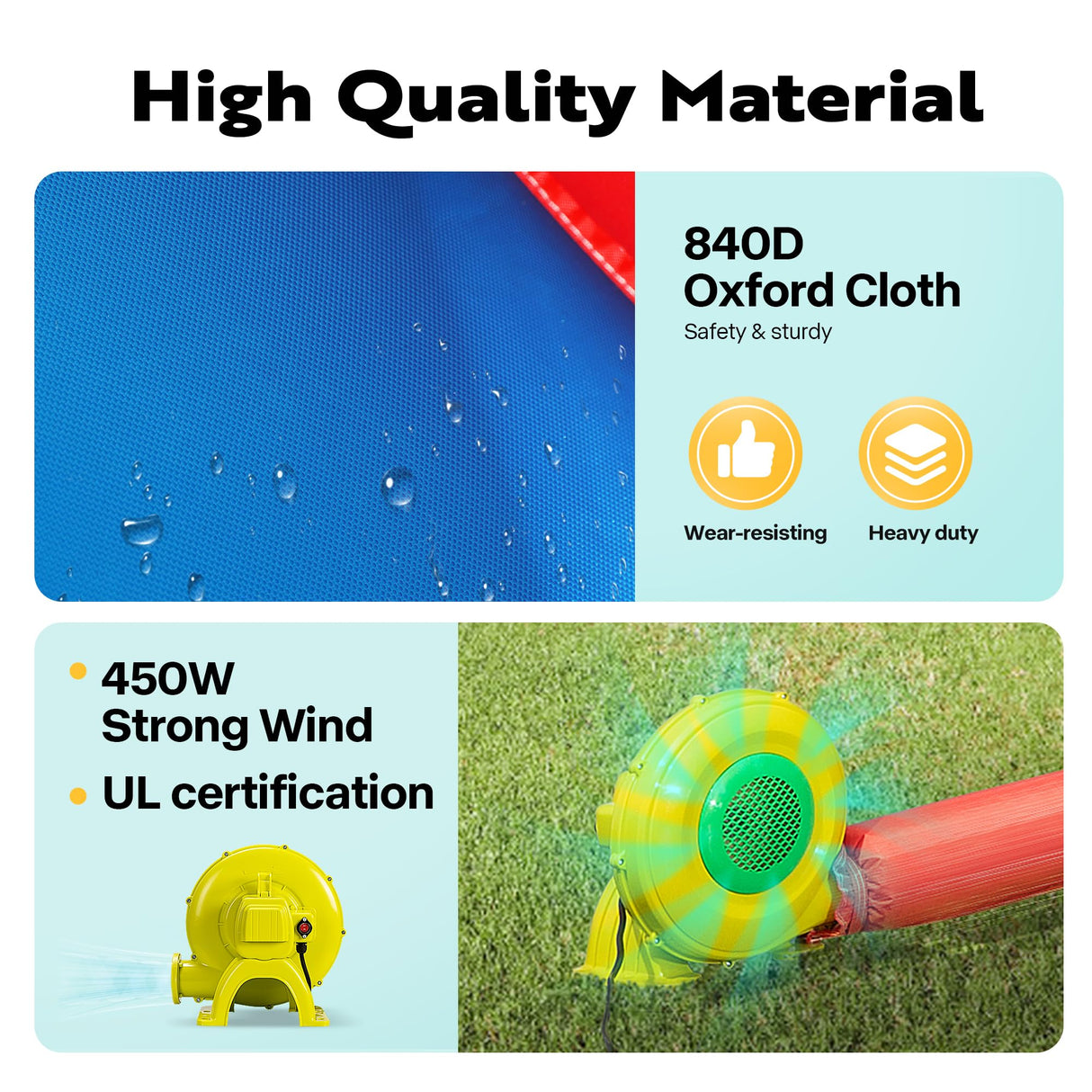 VIVOHOME 6 in 1 Bounce House for Kids, Big Swimming Pool Bouncy Castle with Slide, 15x14 FT Inflated Bouncer for Outdoor with Blower, Basketball, Climb, Srinkler, Water Pool, Water Gun VIVOHOME