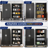 erosoei 61" H Metal Garage Storage Cabinet, Rolling Tool Cabinet with 2 Doors and Wheels, Locker Steel Cabinet with 3 Adjustable Shelves, Organization Cabinet for Garage,Office,Home,Gym,School（Black） erosoei